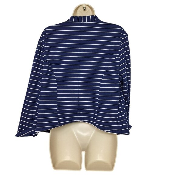 Torrid Womens Ponte Knit Blazer Navy White Striped with Piping Size 2 Business - Picture 3 of 6